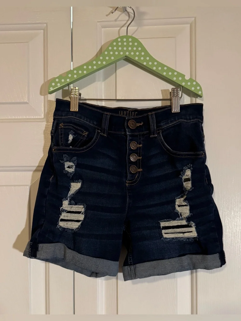 Justice Dark Blue Distressed Denim Jean Shorts